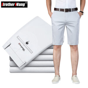 6-barevné ležérní šortky pánské léto nové rovné elastické business móda tenké krátké kalhoty mužská značka khaki béžová černá námořnická