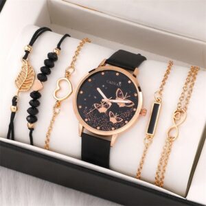Sada 6 kusů Dámské hodinky Dámské módní motýlkové hodinky Nové Jednoduché Neformální Dámské Analogové náramkové hodinky Dárkový náramek bez krabice