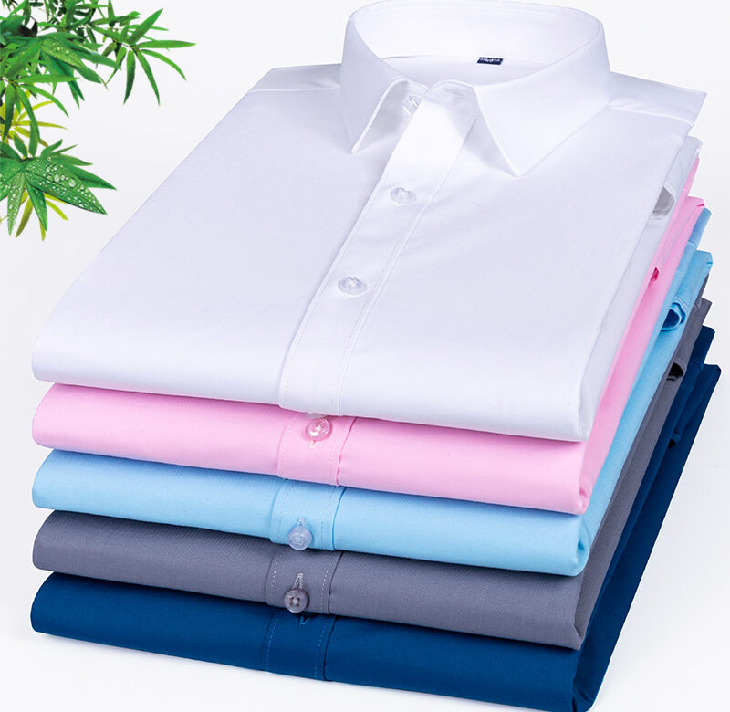 8XL Nežehlící Superfine Denier Bambusové vlákno Měkké Pohodlné Neformální košile Pánské Košile Slim Fit s dlouhým rukávem a krátkým rukávem