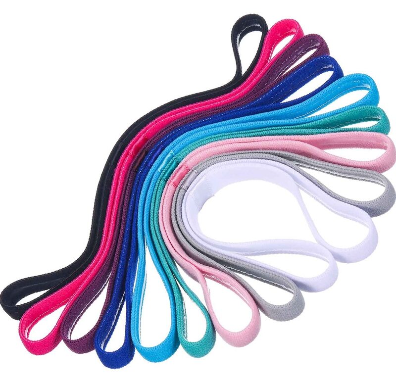 9 kusů tlusté protiskluzové elastické sportovní čelenky Čelenky do vlasů, cvičební vlasy a potítka pro ženy a muže Vícebarevné