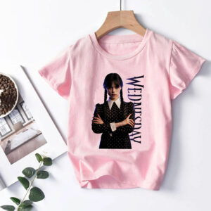 Růžové tričko 90. let Středa Addams Dětské tričko Nesnáším lidi Oblečení Dítě Dívka Chlapec Tričko Akademie Nevermore Miminko Běžné Top