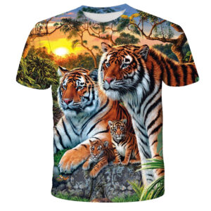 Tričko se zvířaty Dětské nadměrné velikosti Dětské Tygr s krátkým rukávem Trička s 3D potiskem Chlapec Kid Chlapci a dívky Topy Tričko Letní oblečení