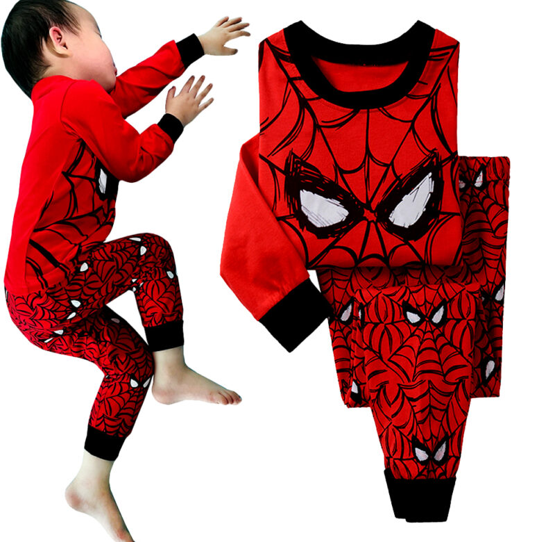 Podzimní dětská sada pavouků Dětské pražce Chlapci Dívky Super hrdina Kreslené pyžamo s dlouhým rukávem Anna Elsa Sleepwear 2-7T XMAS dárek
