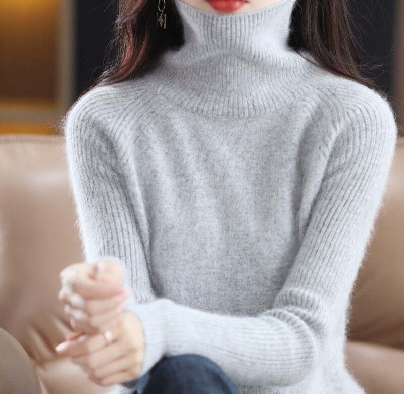 Podzim a zima nový dámský svetr 100% norkový kašmír pletený svetr s vysokým výstřihem Korejská móda měkký dámský top