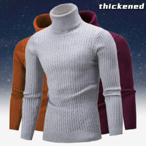 Podzimní a zimní nový pánský rolák jednobarevný ležérní pletený svetr teplý pánský svetr