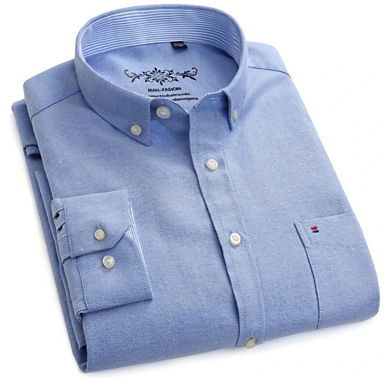 BAMBOOPLE New Spring Oxford Pánské košile s dlouhým rukávem ležérní košile pevná košile 5XL 6XL Velká velikost košile společenská mužská AEchoice