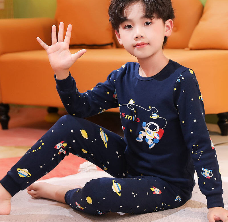 Chlapecká pyžama Podzimní Dětské oblečení s dlouhým rukávem Oblečení na spaní Teen Pyžamko Bavlněná Pyžama Sady pro děti 6 8 10 12 14 let
