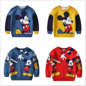 Baby Boys svetr Jaro Podzim Zima Silné Pletené Bavlněné Topy Kreslený Mickey Mouse Potisk Dětské Oblečení Dětské Oblečení Bunda