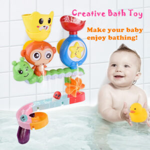 Baby Cartoon Monkey Classic Shower Bath Toy Marble Race Run Track Kids Bathroom Play Water Bathing Shower Educational Kid Toys