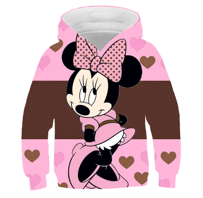 Holčičky Mickey Mouse Mikiny s kapucí Oblečení Jaro Podzim Krásné Topy s kapucí Kreslené Neformální mikiny s dlouhým rukávem 1-14 let