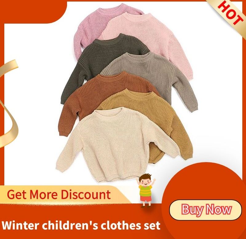 Dětské jednobarevné ležérní základní svetr s vroubkovaným výstřihem tlusté dětské oblečení z měkké vlny pro chlapce, dívky, podzimní zimní svetry s kapucí