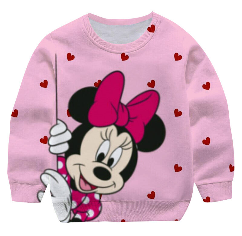 Boys Girls Mickey Mouse Sweatshirts Cartoon Boys Sweatshirts Autumn Winter Children Minnie Mouse Clothes Toddler Long Sleeve Top