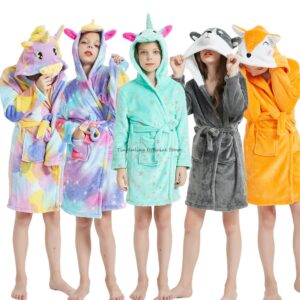 Boys Girls Unicorn Bathrobe Children Hooded Robes Kids Animal Towel Robe Baby Sleepwear Peignoir Child dressing gown