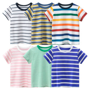 Zcela nové dětské oblečení letní chlapecké pruhované oblečení pro miminka s krátkým rukávem dětské tričko s krátkým rukávem bavlněné topy Dropshipping