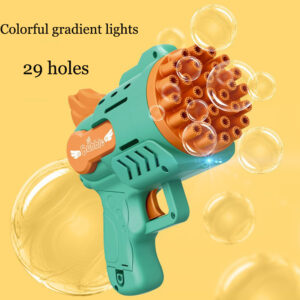 Bublinková pistole Elektrická automatická mýdlová raketa LED Light Bubble Machine Dětské Přenosné Venkovní párty Hračky Hračky Dětské dárky