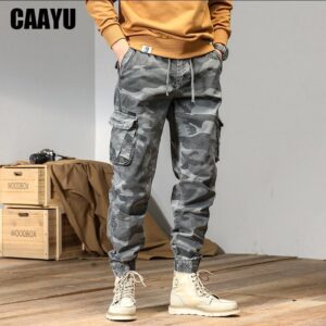 Pánské kalhoty CAAYU Cargo Pánské s mnoha kapsami Pánské Hip Hop Japonské Streetwear Kalhoty Běžné Maskovací kalhoty Pro muže