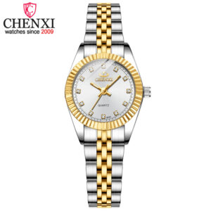 Dámské křemenné hodinky CHENXI Zlaté a stříbrné klasické dámské elegantní hodiny luxusní dárek dámské vodotěsné náramkové hodinky