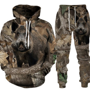 Casual Camouflage Hunting Animal Wild Boar 3D Hoodie Sweatshirt / Men’s Tracksuit 2 Piece Set Sportwear Men Clothing Suit