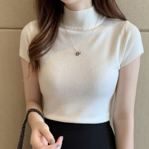 Příležitostné ženy oblečení Korejské pletené ženy Top Blusas Mujer de moda Spring Summer Nové solidní štíhlé rolánky blůzy BLUSE BLUSAS 8622