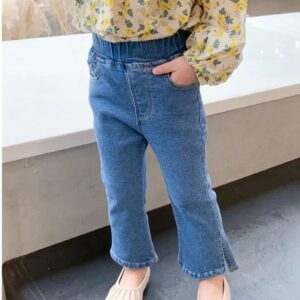 Children’s spring jeans autumn pants trousers children’s cotton Pants Girls‘ fashionable split flared pants autumn P4 243