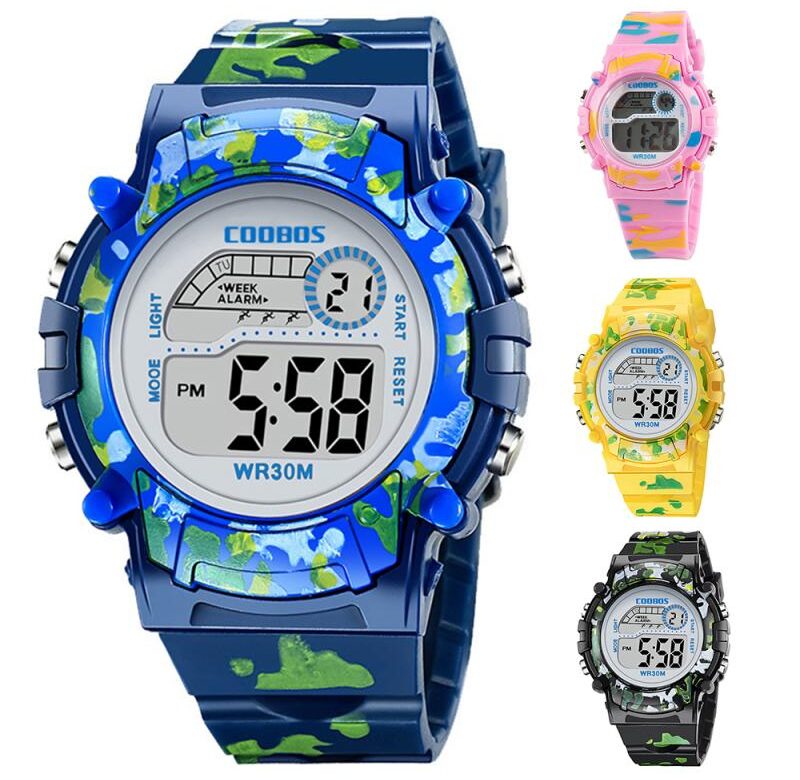 Children Camouflage Watches Led Digital Wristwatch Kids Boys Girs Students Clock Military Waterproof Sport Gift