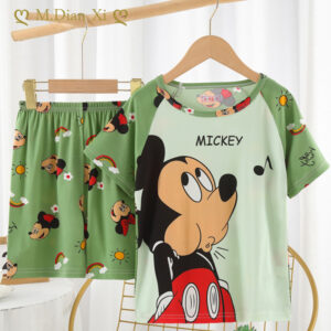 Děti Kreslený Mickey Pyžamo Chlapci Dívčí letní oblek Měkký bavlněný pyžamový oblek Tričko s krátkým rukávem Pyžamové šortky Chlapecký oblek