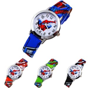 Dětské kreslené hodinky Spiderman kožený řemínek Quartz hodinky Nejlepší dětské náramkové hodinky Vodotěsné Pánské hodinky Dárek pro chlapce