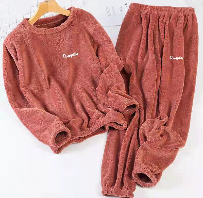 Coral Home Pyžamo Podzimní zateplené dvoudílné zesílené velké dámské zimní zateplené kalhoty Fleecová velikost a volný zimní oblek