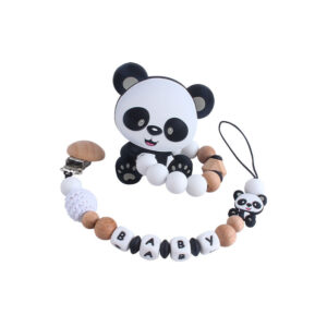 Přizpůsobené anglické silikonové písmeno Jméno Dětský přívěsek Dudlík Spona Řetízky Kousátko Novorozenec Panda Dárek Hračka