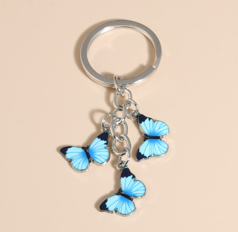 Roztomilá klíčenka Barevný motýlek smaltovaný přívěsek na klíče Létající zvířátka pro ženy Dívčí kabelka Doplňky Ručně vyráběné šperky