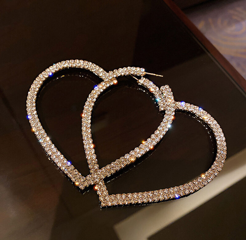 Daily Jewelry Make You Fashionable Big Heart Drop Earrings Rhinestone Dangle Earrings For Women Girls Party Wedding Jewelry