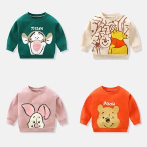 Disney Brand Sweatshirts Winnie the Pooh Cartoon Baby Boys Girls Cute Tops Children Loose Soft Skin O-neck Pullover Long Sleeve