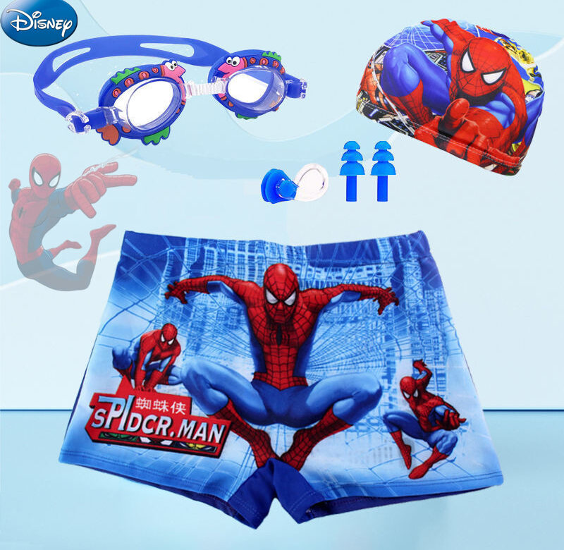 Disney Spiderman Baby Boy Swimwear Pants Cap Set Kid Swimsuit Summer Shorts Cartoon Spiderman kidsSwimming Trunks Glasses Gift