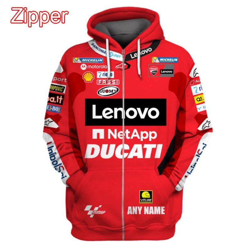 Ducati – Men’s and Women’s Hooded Zipper Sweatshirt Leisure Party Outdoor Race Bike Cross-Road Race Large Red Jersey Fall 2022
