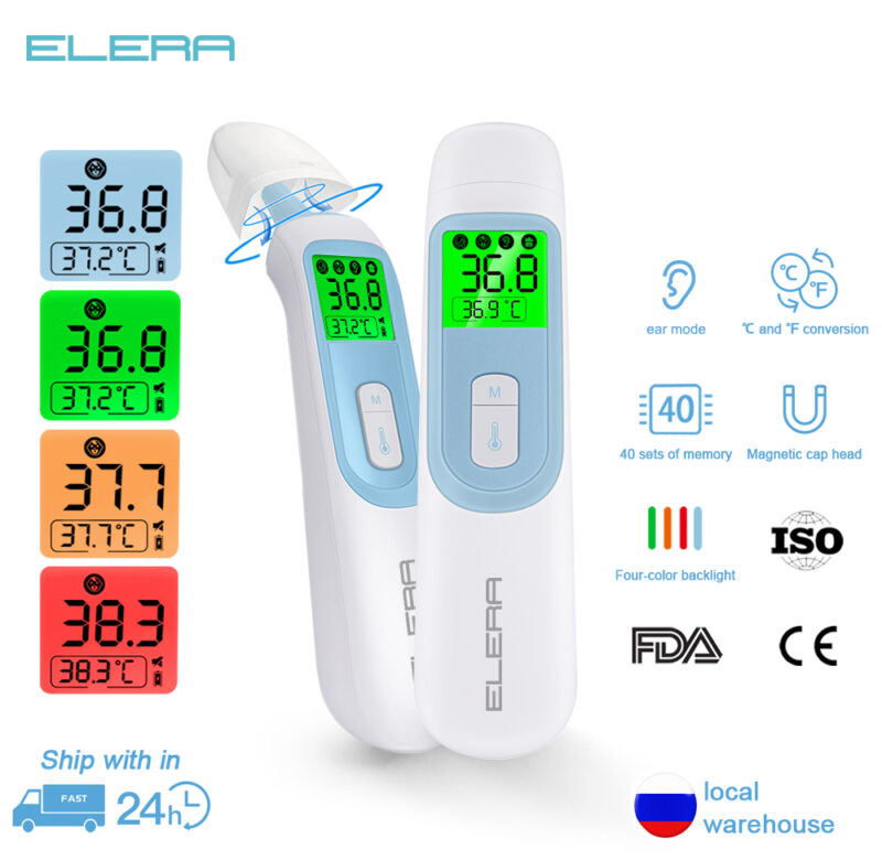 Digitální ušní teploměr ELERA Čelní Bezkontaktní Tělo dítěte Termometro Infračervený LCD Monitor Horečka pro dospělé IR pro domácnost