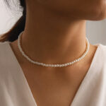 Elegantní velké bílé korálky z imitace perly Choker klíční řetízek náhrdelník pro ženy svatební šperk límec nový