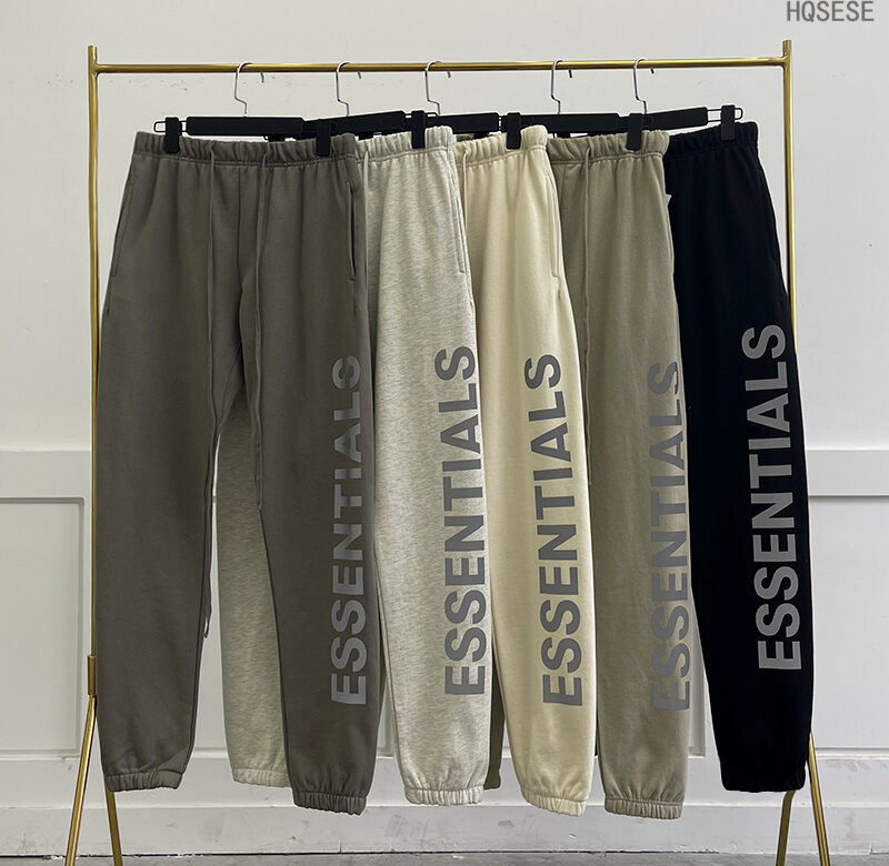 Essentials Pants Oversized Reflective Letter Sweatpants Streetwear Hip Hop Loose Men’s Women’s 100% Cotton Sports Pants