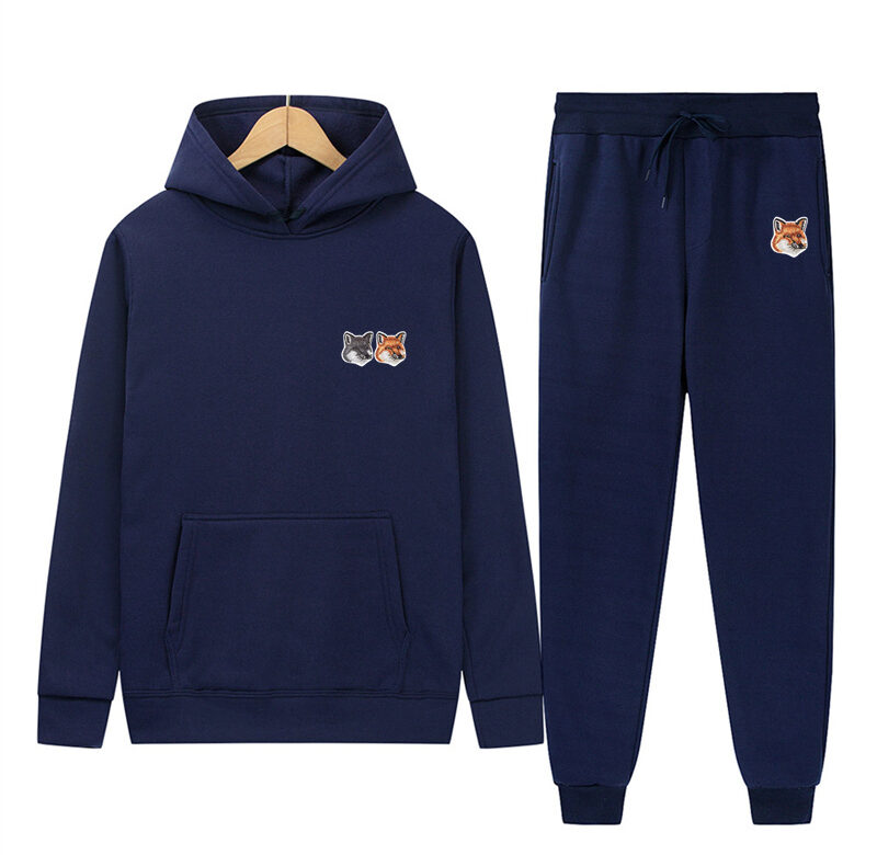 Fall new Maison Kitsune Hoodie Sweatshirt + Sweatpants Street Jacket Fashion Men’s and women’s cotton hoodie sets