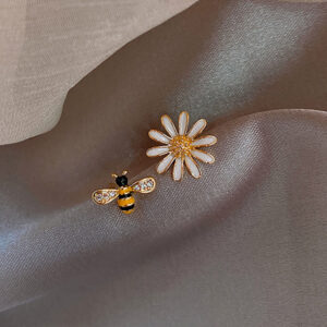 Módní roztomilé květinové náušnice včelí náušnice pro ženy dívka zlatá trendy roztomilé černé kapající olej zvířecí kreativní náušnice párty šperky