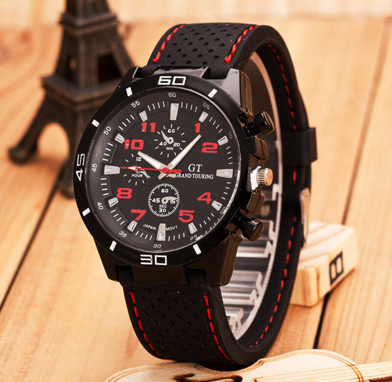 Módní sportovní černý silikonový silikonový pánský hodinky klasické luxusní závodní firmu Dial Casual Quartz Man Watch dárky pro muže