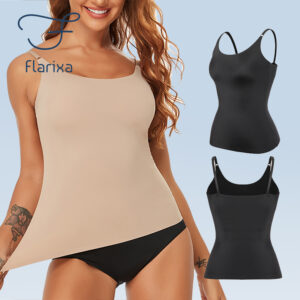 Flarixa New Seamless Shapewear Ženy Tílka s kontrolou bříška Body Shaper Vesta zeštíhlující spodní prádlo Elastická košilka pro tvarování těla