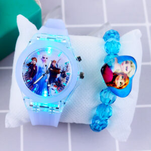 Flash Light Dětské hodinky s náramkem Silikonový pásek Princezna Elsa Frozen Sophia Dívčí hodinky Studentské hodiny reloj infantil