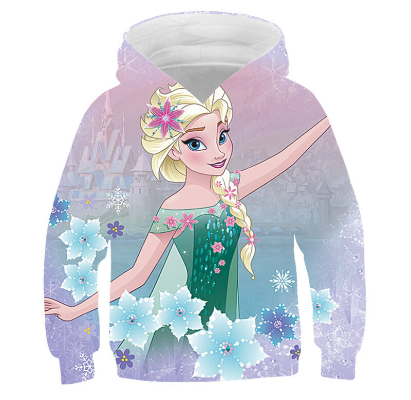 Mikiny Frozen 2 Dívčí Elsa Princezna Móda Dlouhé Rukávy Mikiny Jaro a Podzim Kreslený Pro volný čas Topy s kapucí 1-14 let
