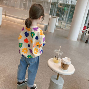 Dívčí nové jarní svetry miminko děti dívky elegantní podzimní oblečení dětské dívky zahraniční styl topy módní svetry P4 175