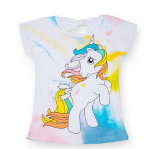 Dívčí letní trička Unicorn Cartoon Rabinbow Bavlna Top s krátkým rukávem Dětské bavlněné topy pro dívky Oblečení E14971