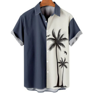 Havajská košile Pánské letní 3d košile s potiskem kokosového stromu Pro muže Sváteční Krátký rukáv Plážové topy Tričko Pánské oversized halenka