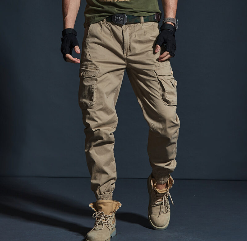 Vysoce kvalitní khaki kalhoty pro volný čas muži vojenské taktické joggery maskáčové kalhoty s mnoha kapsami móda černé armádní kalhoty