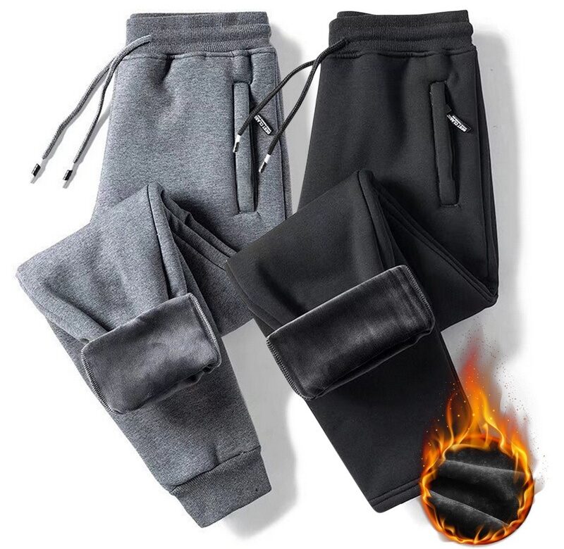 High Quality Men Winter Warm Fleece Pants Fashion Lambswool Thicken Casual Thermal Sweatpants Male Trousers M-5XL