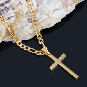 Hip Hop Cross přívěskové náhrdelníky pro muže Ženy Módní Zlatý řetízek Figaro 316L Nerezová ocel Christian Choker Šperky