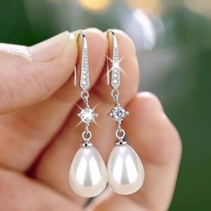 Žhavý výprodej Módní perleťové náušnice se zirkonem ve tvaru kapky pro ženy Svatební šperky pro družičky